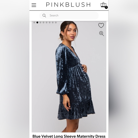 Pinkblush Blue Ruffled Tiered Long Sleeve Maternity Dress - Picture 2 of 7